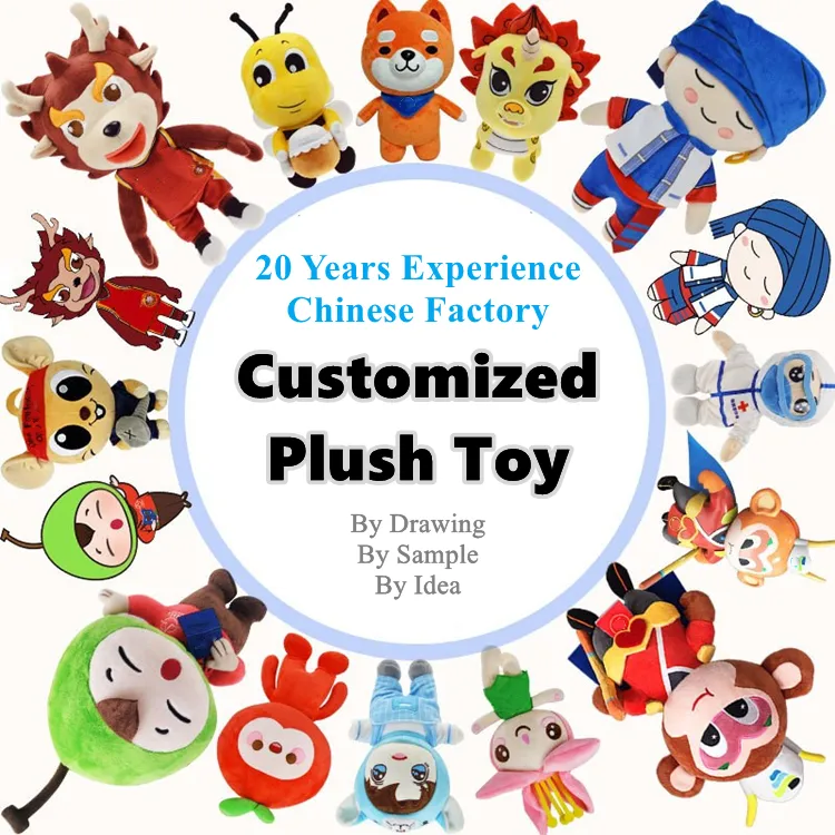 New Design Custom Logo Design Cute Animal Tiger Bear Bunny Doll Dragon Monkey Dog Moscot Stuffed Baby Soft Plush Toy