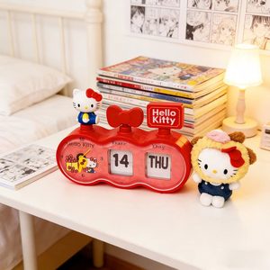 Horloge de table en plastique Hellokitty, calendrier à pages tournantes, date, réveil, deux-en-un, rouge, décoration de bureau pour filles, ornements - Product Image 3