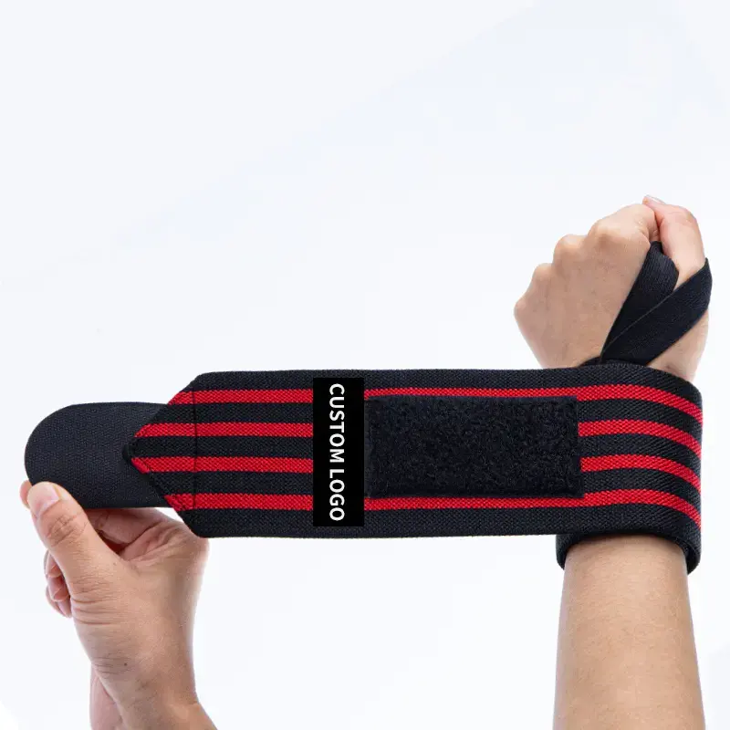 Workout Fitness Gewichtheben Benutzer definiertes Logo Handgelenk Unterstützung Wraps Gewichtheben Powerlifting Gym Wrist Wraps