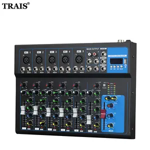 TRAIS Fashion unggulan F7 tujuh saluran Mixer Audio Mini ukuran kecil USB pemutaran nirkabel untuk performa konsol Audio musik DJ