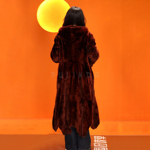 Cappotto <span class=keywords><strong>di</strong></span> pelliccia <span class=keywords><strong>di</strong></span> nutria con cappuccio, caldo cappotto invernale da donna - Product Image 3