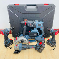 Ensemble d'outils électriques sans fil multifonction 5 en 1, perceuse, meuleuse, coupeur, batterie au lithium sans balais, étui rigide en acier inoxydable, portable