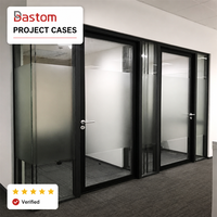 Panneau de cloison double vitrage 80 mm, cadre plat, construction solide, séparateur intérieur pour bureaux et commerces