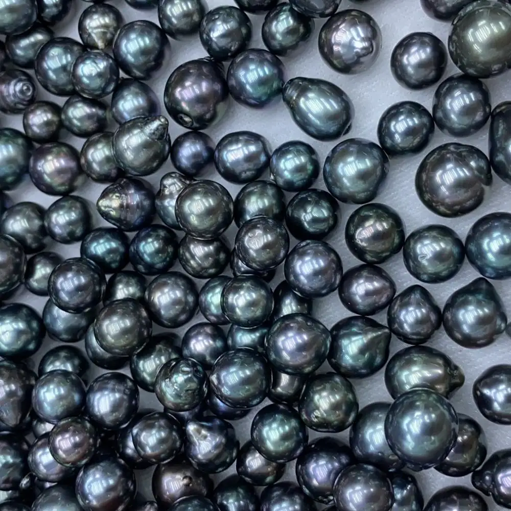 loose undrilled drop and baroque shape black tahitian pearls size available from 8mm up to 12mm