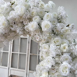 Vendita calda a forma di cuore rosa rosa rosa rose bianche decorazione di fiori economici-Friendly fabbrica arco di nozze per matrimoni nel giardino di casa - Product Image 6