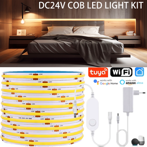 Bande LED COB intelligente TUYA WiFi DC24V, 320 LED/<span class=keywords><strong>m</strong></span>, haute densité, flexible, barre lumineuse LED COB, décoration de chambre à coucher, cuisine, compatible avec Alexa <span class=keywords><strong>Google</strong></span> - Product Image 1
