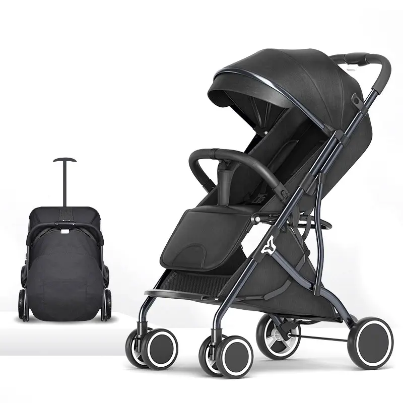 Gran oferta cochecito de bebé 4 en 1 de alta calidad plegable compacto en tamaño pequeño con mango reversible cochecito de bebé plegable bidireccional