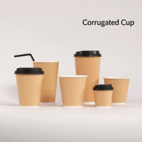 Gobelet en papier ondulé blanc jetable à trois couches pour boissons chaudes, thé au lait, café, avec couvercle, pour utilisation en voyage