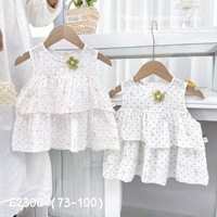 Robe d'été sans manches à volants superposés pour filles, style coréen, à pois, longueur genou, froissée, pour bébés et tout-petits, ODM