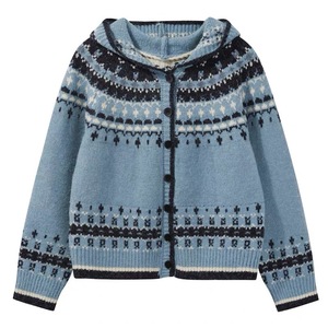 Women's Jacquard Hooded <b>Cardigan</b> Winter Knitted Coat Loose Fit Vintage Ethnic Style Anti-Pilling Feature - Product Image 2