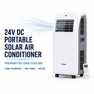 Climatiseur portable 24V DC 100% solaire avec stockage de batterie 7000-<span class=keywords><strong>12000</strong></span> <span class=keywords><strong>BTU</strong></span>, refroidissement/chauffage pour camping-car, hôtel, cabane - Product Image 1