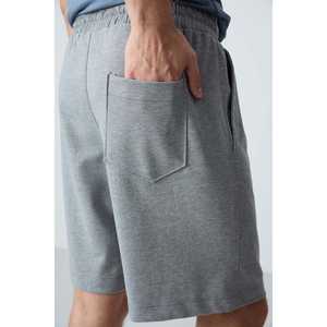 Short en coton coupe standard pour homme Tommylife 100% coton gris chiné basique 81275 - Product Image 5