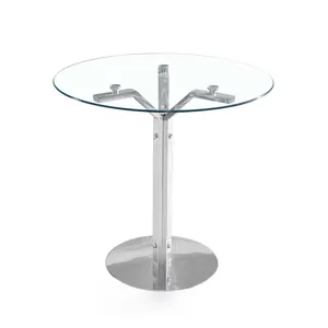 מודרני מתכת רגליים אלקטרוליטי מזג זכוכית למעלה פשוט עגול אוכל שולחן