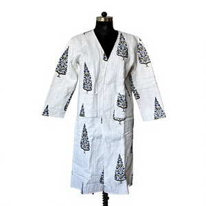 Floral Quilted Long <b>Jacket</b> Botanical Print Kimono Coat Quilted Open-Front <b>Jacket</b> Floral Print Longline Coat Bohemian Quilted Jac - Product Image 2