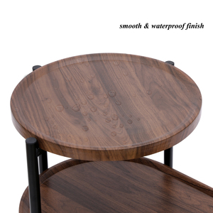 2 Tier Modern Side <b>Table</b> <b>Walnut</b> Brown Metal Frame Living Room End <b>Table</b> <b>Coffee</b> <b>Table</b> Storage Shelf - Product Image 6