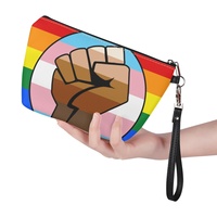 QTPOC Trousse de toilette personnalisée avec impression UV intégrale motif arc-en-ciel gay pour les voyages, le rangement des cosmétiques dans la salle de bain et l'inventaire de marchandises en gros