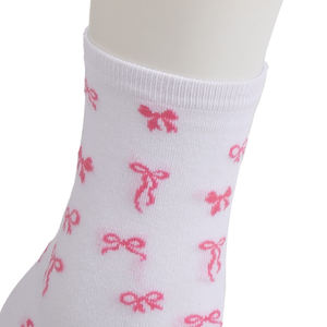 महिलाओं के लिए गुलाबी सुंदर धनुष कपास के मोजे युवा लड़कियों के लिए आरामदायक चालक दल की लंबाई वाले शरीर का लोगो एक आकार का दैनिक पोशाक पहनना - Product Image 3