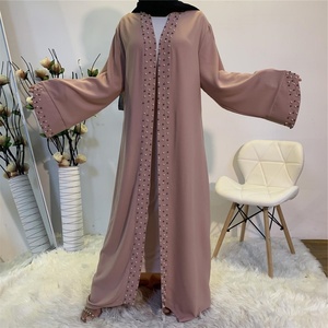 1838# Hot Sale Open Abaya for Women Fashion Handmade Pearls Women Muslim Eid Ramadan Abaya Dubai Islamic <b>Kaftan</b> Wholesale - Product Image 4