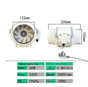 Ventilateur d'extraction en ligne à vitesse variable CE Standard AC 4 pouces 5/8 avec contrôle de vitesse réglable - Product Image 4