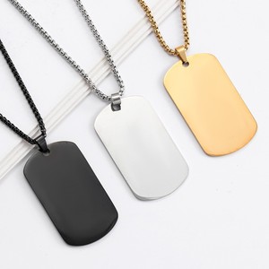 Collier pendentif en acier inoxydable lisse en forme de bouclier <span class=keywords><strong>pour</strong></span> accessoires de mode masculine, gravure laser de contenu photo - Product Image 1