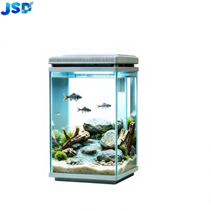 JSD Desktop-<span class=keywords><strong>Aquarium</strong></span> aus Ultraklarem Glas mit Regenfallfilter, Fisch-Toilette und Blau-Weiß-LED-Beleuchtung für Zuhause und Büro - Product Image 1