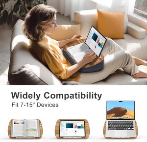 Support de tablette souple avec sac de rangement, support portable pour ordinateur portable pour lit et canapé, support de lecture en bois pour livre - Product Image 5