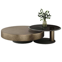 Table basse ronde minimaliste moderne en acier inoxydable pour petits espaces, avec plateau en verre trempé ou marbre