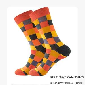 Chaussettes mi-mollet pour homme Angelina, motif à carreaux coloré, respirantes, tricotées, décontractées, pour tous les jours, taille 40-45 - Product Image 2