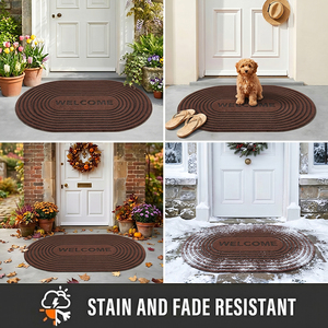 Tapis de porte anti-salissures robuste pour chaussures - <span class=keywords><strong>Grand</strong></span> tapis d'<span class=keywords><strong>entrée</strong></span> ovale, lavable, tapis ovale pour buanderie et <span class=keywords><strong>entrée</strong></span> - Product Image 5
