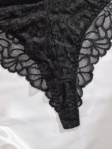 Black Floral Lace Womens Intimates Lingerie <b>Set</b> <b>Sexy</b> Sheer Mesh Underwire Bra and Thong Panties Elegant Womens Underwear <b>Set</b> - Product Image 6