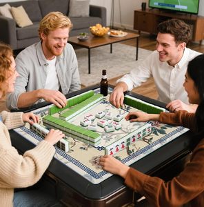 Tapis de Mahjong Floral Vintage 31,5x31,5 Antidérapant et Réducteur de Bruit pour Jeux de <span class=keywords><strong>Dominos</strong></span>, Poker, Cartes et Tuiles - Product Image 2