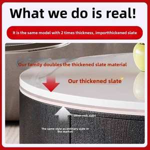 Table d'appoint ronde en bois moderne avec plateau en marbre, ensemble de tables basses pour petits appartements, meubles de salon - Product Image 2