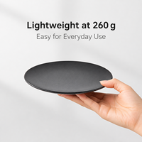 Assiette peu profonde en mélamine noire écologique de 19 cm, incassable, de qualité alimentaire, sans BPA, compatible lave-vaisselle, durable pour restaurants et hôtels