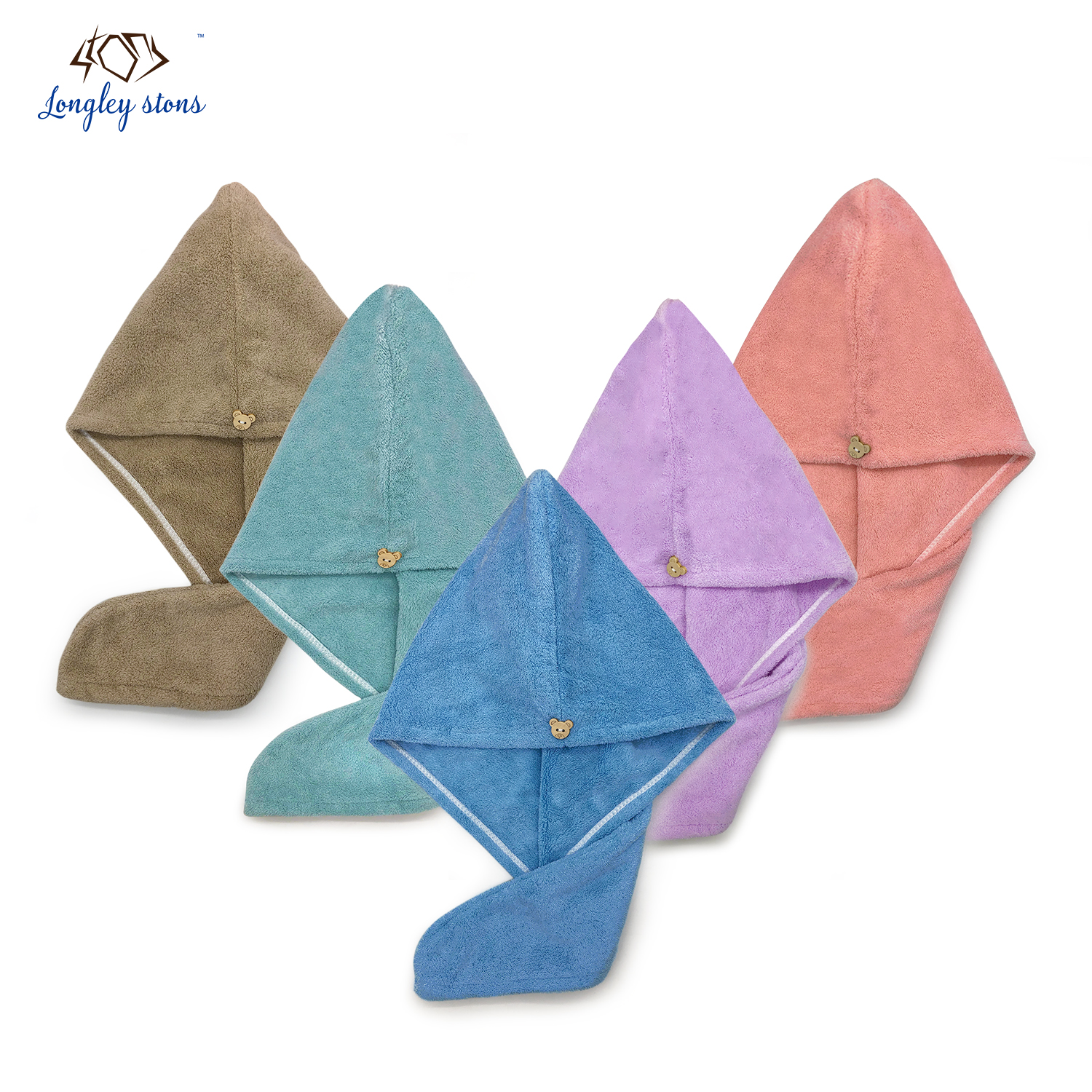 Hair towel dry hair hat with buttons microfiber quick drying wrap turban bath shower head towel