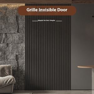 Hiện đại tuôn ra gridden thiết kế giấu pivot bản lề vô hình gỗ nội thất hệ thống cửa cho phòng khách hệ thống cửa ẩn - Product Image 2