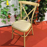 Chaise de salle à manger empilable en métal moderne, style dossier croisé, pour mariage, café, restaurant - Vente en gros fabricant