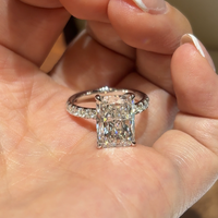 Bague en diamant de laboratoire taille Radiant 1-5 carats, or blanc 14K/18K, 4 griffes pavées, certifiée IGI, couleur D-G, pureté VVS1-VS2