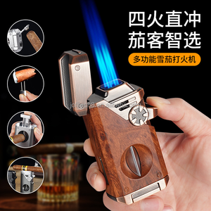 JOFI Cool Classic Quad Jet Torch <b>Lighter</b> Refillable Four-Flame <b>Windproof</b> Personalized Cigar Cutter <b>Lighter</b> for Party Use Butane - Product Image 2