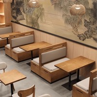 Ensemble de salle à manger japonaise, chaises de café-restaurant et table en bois, banquette de café, banc sectionnel, canapé avec rangement