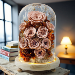 UKIQUEEN Rosa Vera Conservata Sotto Cupola di Vetro, Confezione <span class=keywords><strong>Regalo</strong></span> Rosa Eterna <span class=keywords><strong>per</strong></span> <span class=keywords><strong>Lei</strong></span> - Product Image 6