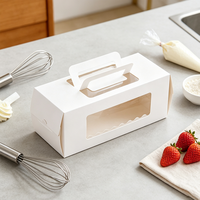 Scatola per Torte in Carta Alimentare All'Ingrosso con Manico e Finestra, Confezione Monouso per Pasticceria, per Rotoli Svizzeri e Dessert