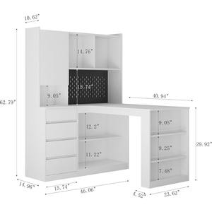 <span class=keywords><strong>Bureau</strong></span> d'angle pour <span class=keywords><strong>bureau</strong></span> à domicile avec clapier <span class=keywords><strong>Bureau</strong></span> d'ordinateur de jeu en forme de L avec tiroirs de rangement et étagère pour ordinateur portable - Product Image 5