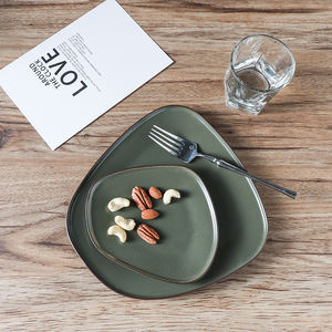 Set Peralatan Makan Keramik Modern Bentuk Tidak Beraturan Gaya Eropa Tahan Lama Tahan Panas Piring Dessert Keramik Kustom - Product Image 6