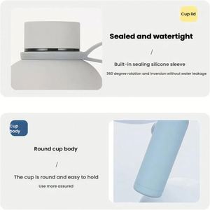 Gourde isotherme en acier inoxydable avec logo personnalisé, pour le sport en plein air, les enfants, avec poignée en silicone et logo personnalisé - Product Image 3