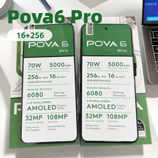 New Arrived Low Price Pova6 Pro Mobile Phones Dual Sim Global Version Pova6 Pro Smartphone 16GB+256GB Cell Phones