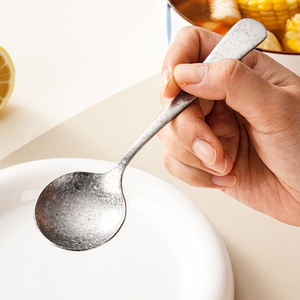Cuillère moderne en titane pur, haute teneur en titane, antibactérienne, plaquée argent à 99,9 %, manche long, durable, résistante à la chaleur, compatible lave-vaisselle - Product Image 2
