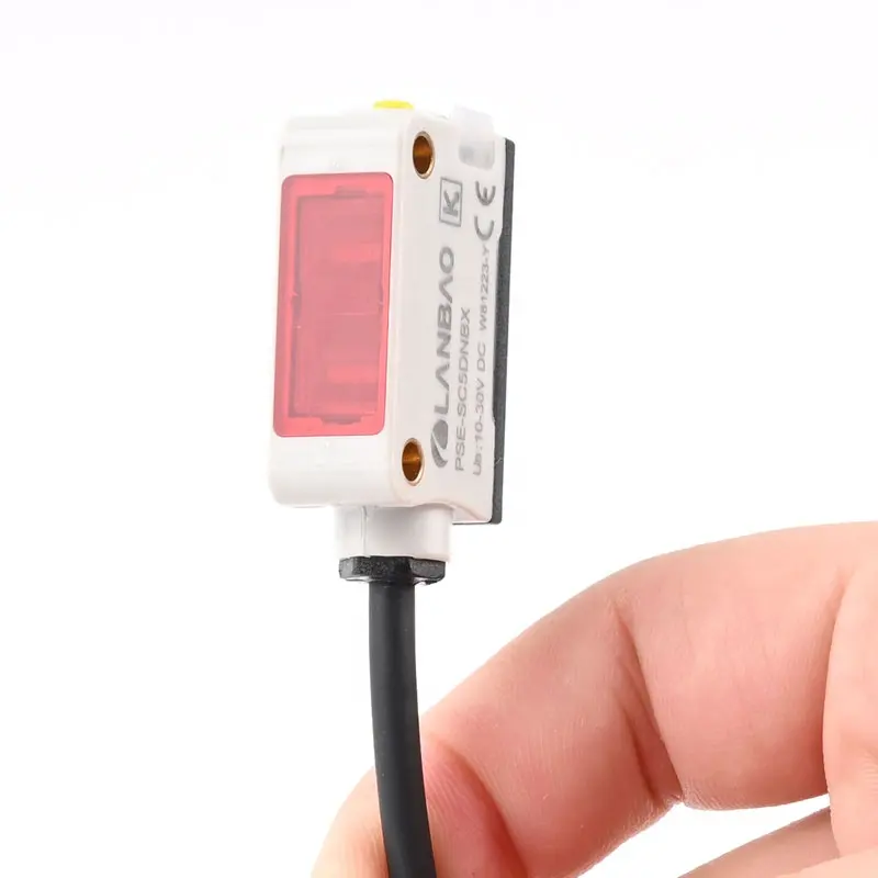 Sensor fotoelétrico de luz vermelha 12V 5cm para detecção de garrafas e filmes transparente série PSE-SC