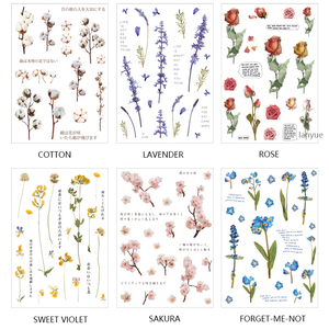 Hot 12 stili Botanical Deco Clear Stickers Set Scrapbooking Card abbellimento Plant Lover Gift adesivi a tema floreale fustellati - Product Image 4