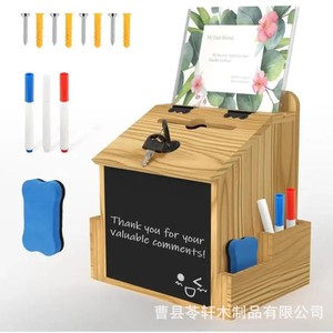 Buzón de madera transfronterizo con cerradura, caja de votación y donaciones montada en la pared, caja de recogida de tarjetas de sugerencias, buzón de depósito, de madera - Product Image 3