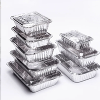 Conteneur en aluminium carré/rectangulaire de 300 ml (10 oz) avec couvercle en aluminium, plat de cuisson jetable pour emballage alimentaire à emporter, qualité alimentaire